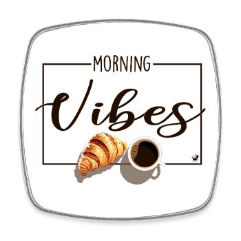 Tasse de café et croissant - Magnet carré - blanc - Devant