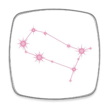 Zwilling, Sternbild, Sternzeichen, Pastellrosa - Viereckiger Kühlschrankmagnet - Weiß - Vorne