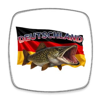 Hecht Angeln Deutschland - Pike Design - Viereckiger Kühlschrankmagnet - Weiß - Vorne