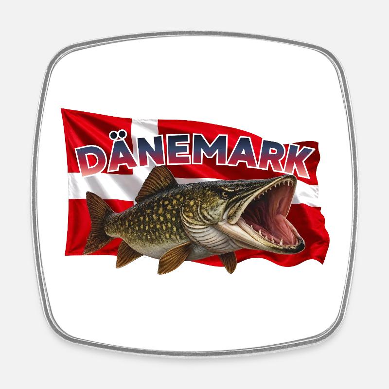 Pike Fishing Denmark - Pike Silkeborg - Square fridge magnet - white