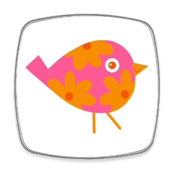 Blumenvogel Pop Art - Viereckiger Kühlschrankmagnet - Weiß - Vorne
