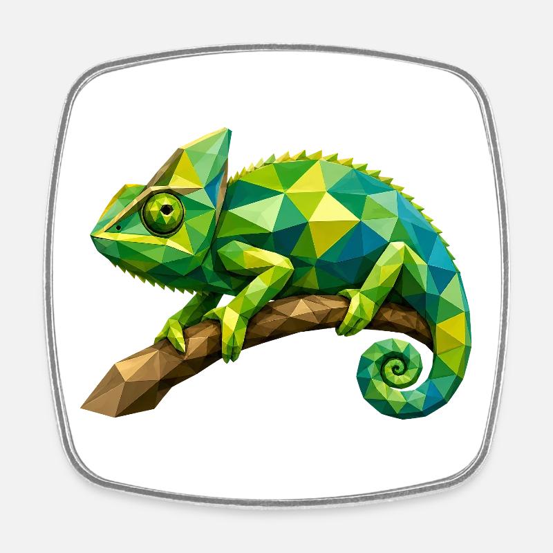Branche géométrique du caméléon - Magnet carré - blanc