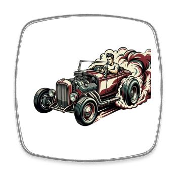Racing Hotrod Caricature - Square fridge magnet - white - Front