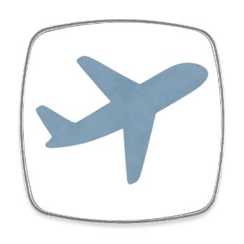 Blue Minimalist Airplane - Square fridge magnet - white - Front