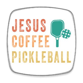 Jesus Coffee Pickleball - Viereckiger Kühlschrankmagnet - Weiß - Vorne