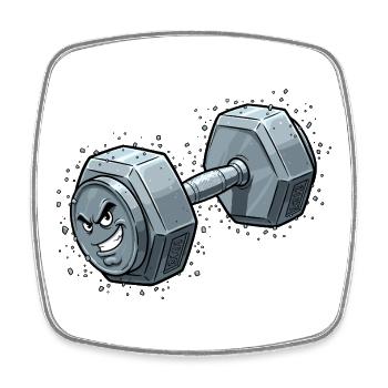 Angry Dumbbell Cartoon - Square fridge magnet - white - Front