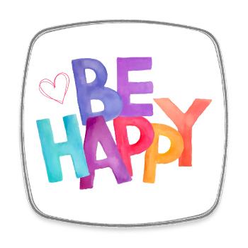 Be Happy Rainbow Watercolor Painting - Square fridge magnet - white - Front