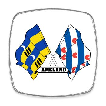Ameland Friesland Pride – Kreuzende Flaggen - Viereckiger Kühlschrankmagnet - Weiß - Vorne