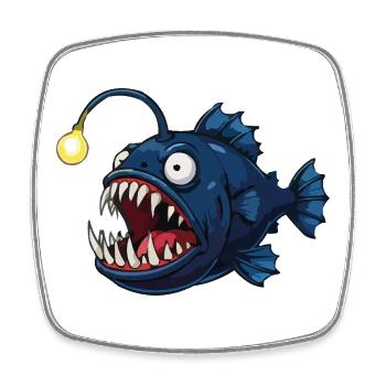 Tiefsee-Anglerfisch mit Leuchte - Viereckiger Kühlschrankmagnet - Weiß - Vorne