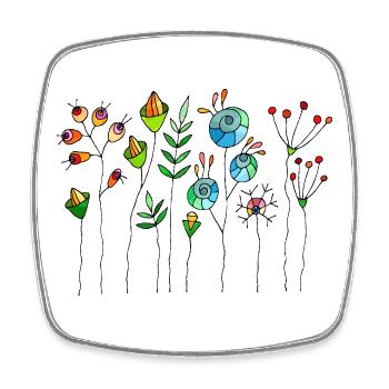 Blumen - Viereckiger Kühlschrankmagnet - Weiß - Vorne