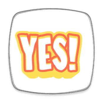 Yes! Knalliges Pop-Yes Design - Viereckiger Kühlschrankmagnet - Weiß - Vorne