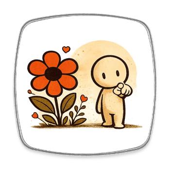 Der kleine Gedanke | Blume - Viereckiger Kühlschrankmagnet - Weiß - Vorne