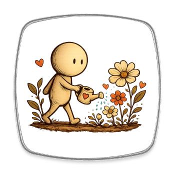 The Little Thought | Love of flowers - Square fridge magnet - white - Front