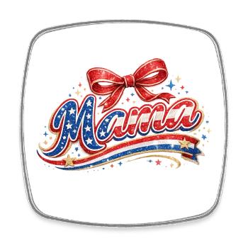 Drapeau des États-Unis : Écho pailleté 4 juillet - Magnet carré - blanc - Devant