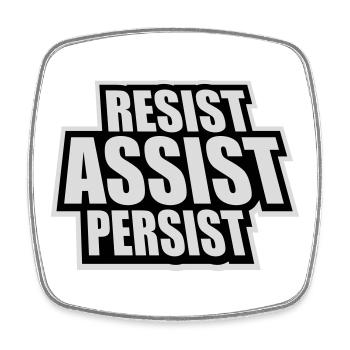Resist Assist Persist Activism Motivation Logo - Square fridge magnet - white - Front