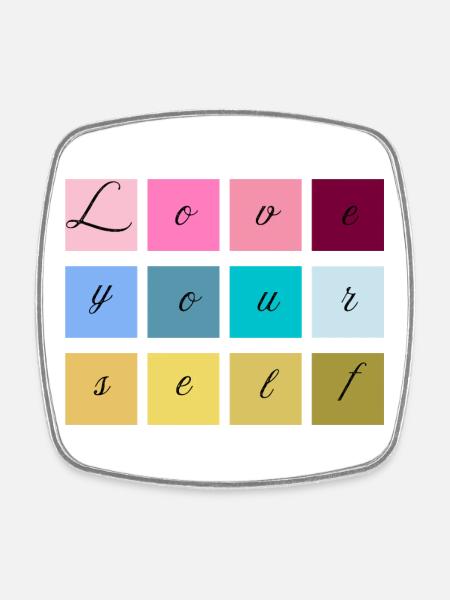 Love Yourself Lettering Pastel - Square fridge magnet - white