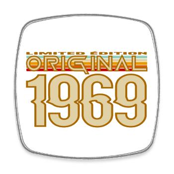 Originale Vintage-Edition von 1969 - Viereckiger Kühlschrankmagnet - Weiß - Vorne