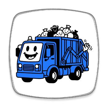 Garbage truck children - Square fridge magnet - white - Front