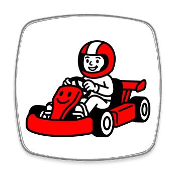 Go Kart Kids - Viereckiger Kühlschrankmagnet - Weiß - Vorne