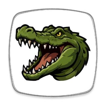 Alligator Head Cartoon Green - Square fridge magnet - white - Front