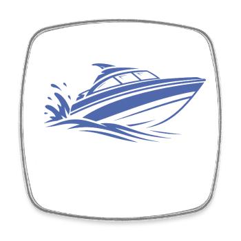 Minimalist Motorboat Surfing Summer Water - Square fridge magnet - white - Front