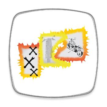 Biker Motorrad Chopper  - Viereckiger Kühlschrankmagnet - Weiß - Vorne