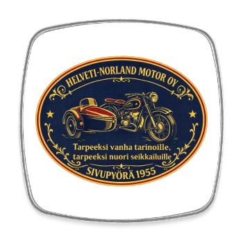 Helveti-Norland Motor OY: Sivupyörä 1955 - Viereckiger Kühlschrankmagnet - Weiß - Vorne