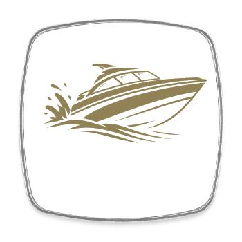 Motorboot Sportboot Minimalistische Silhouette - Viereckiger Kühlschrankmagnet - Weiß - Vorne