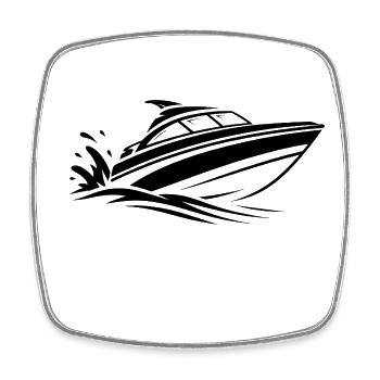 Minimalist Motorboat Surfing Summer Water - Square fridge magnet - white - Front