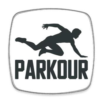 Chemise de parkour avec silhouette de saut - Magnet carré - blanc - Devant