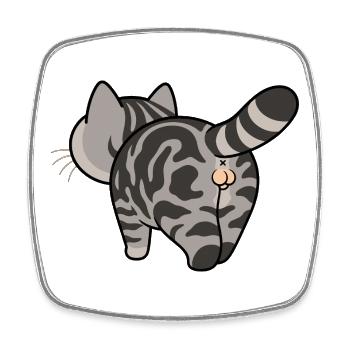 Grau getigerte Cartoonkatze - Viereckiger Kühlschrankmagnet - Weiß - Vorne