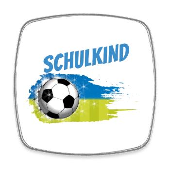 Schulkind 2026 Fußball Blau-Grün Splash - Viereckiger Kühlschrankmagnet - Weiß - Vorne