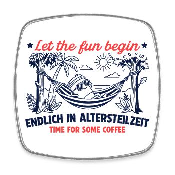 Endlich in Altersteilzeit - Retro Kaffee - Viereckiger Kühlschrankmagnet - Weiß - Vorne