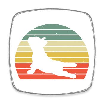Sunset Dachshund Yoga Silhouette - Square fridge magnet - white - Front