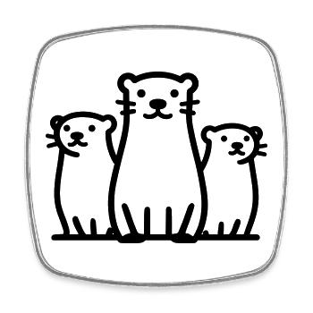 loutre - Magnet carré - blanc - Devant