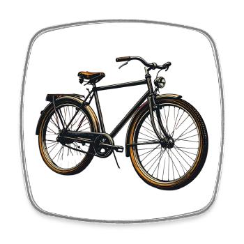 Retro Fahrrad Nachtbild - Viereckiger Kühlschrankmagnet - Weiß - Vorne