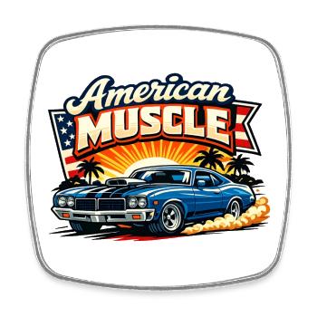 American_Muscle_3 - Viereckiger Kühlschrankmagnet - Weiß - Vorne