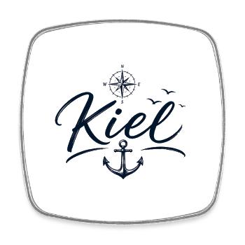 Kiel fashion with anchor and compass - Square fridge magnet - white - Front