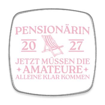 Pensionärin 2027 Liegestuhl Abschied Kollegin - Viereckiger Kühlschrankmagnet - Weiß - Vorne