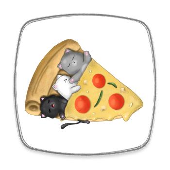 Des chats qui dorment à l’intérieur de la pizza cadeau mignon Kawaii pour la nourriture - Magnet carré - blanc - Devant