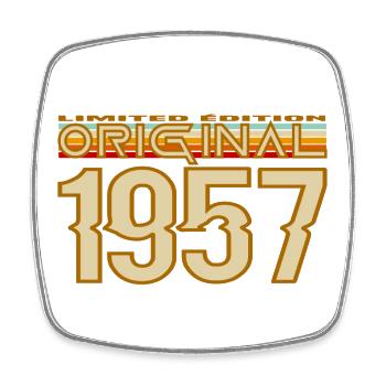 Originaler Retro-Vintage von 1957 - Viereckiger Kühlschrankmagnet - Weiß - Vorne