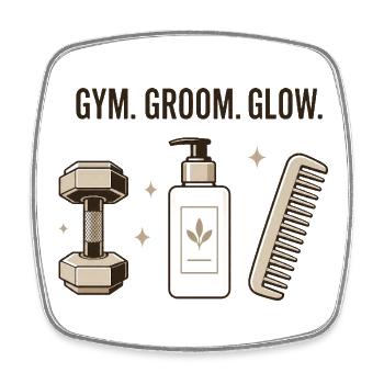 Looksmaxing Gym Groom Glow Gen Z Self Improvement - Square fridge magnet - white - Front