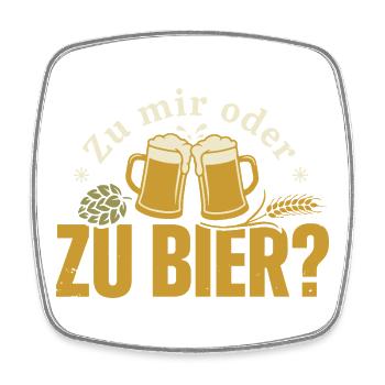 Bier Zu Mir Oder Zu Bier Flirt Single Party Malle - Viereckiger Kühlschrankmagnet - Weiß - Vorne