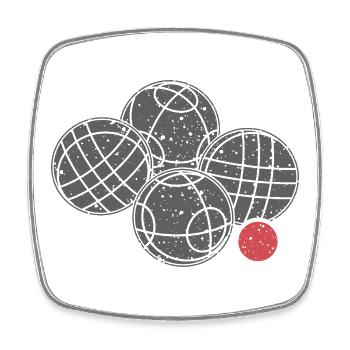 Boules de boccia et pétanque - Magnet carré - blanc - Devant