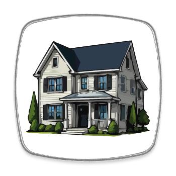 Charming Suburban House Illustration - Square fridge magnet - white - Front