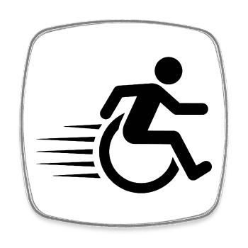 Utilisateur rapide de fauteuil roulant en mouvement # - Magnet carré - blanc - Devant