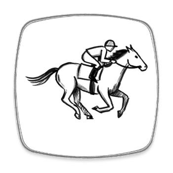 Jockey Pferderennen Sportwetten - lllustration - Viereckiger Kühlschrankmagnet - Weiß - Vorne