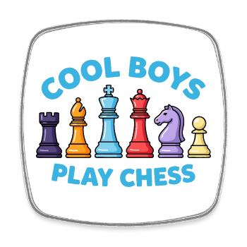 Cool Boys play Chess coole Jungs spielen Schach - Square fridge magnet - white - Front