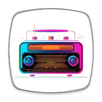 70er Jahre Radio - Viereckiger Kühlschrankmagnet - Weiß - Vorne