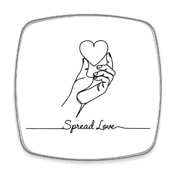 Spread Love – Minimalistische Herzlinien-Kunst - Viereckiger Kühlschrankmagnet - Weiß - Vorne